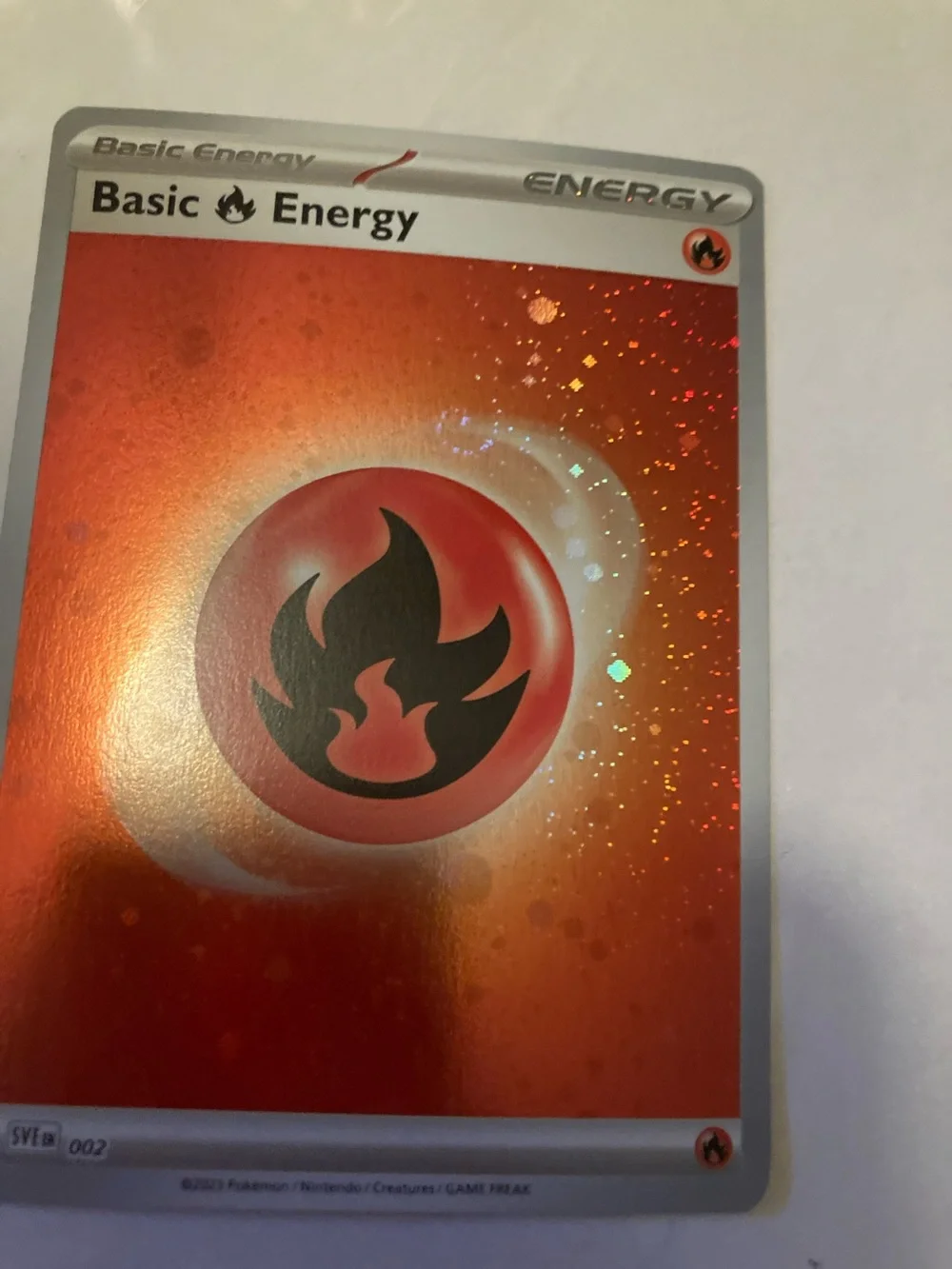 Pokemon Fire Energy Holo Card - Red